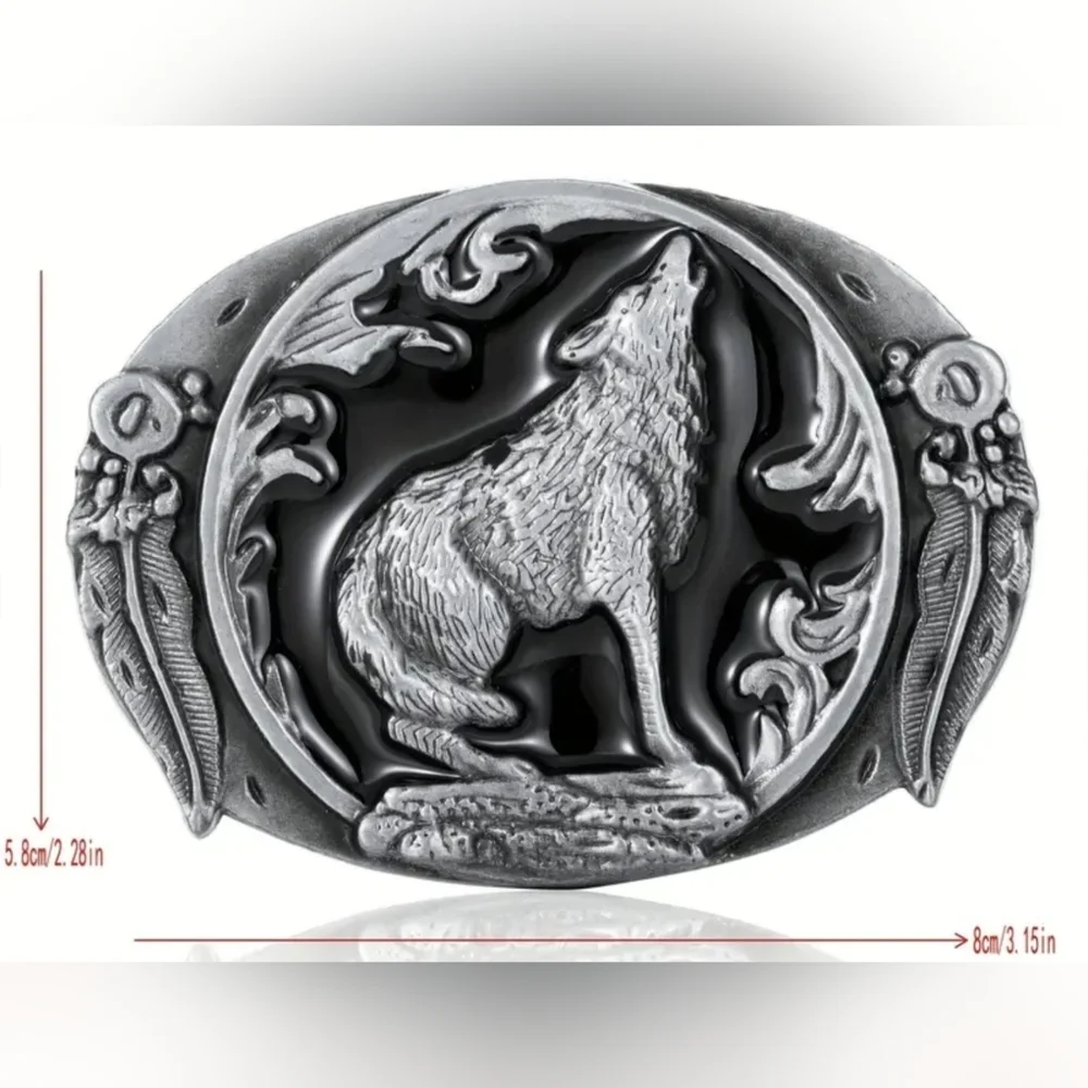 Western Howling Wolf Belt Buckle Silver Tone Rustic Cowboy Biker Gothic T3MISB6D